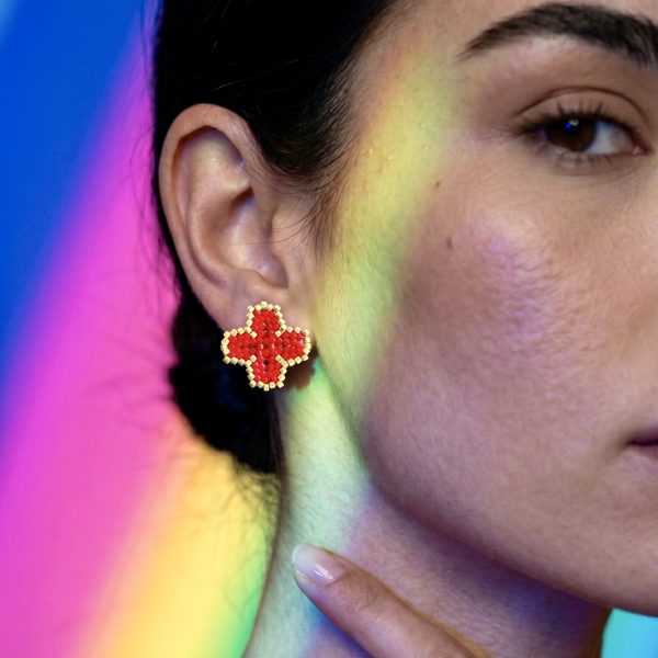 Ruby Bloom Ateş Çiçeği Küpe